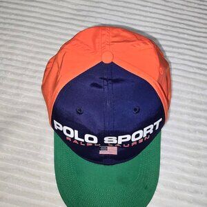 Polo Sport Nylon Hat - Bright Orange / Blue / Green  PRL Hat.   Ralph Lauren